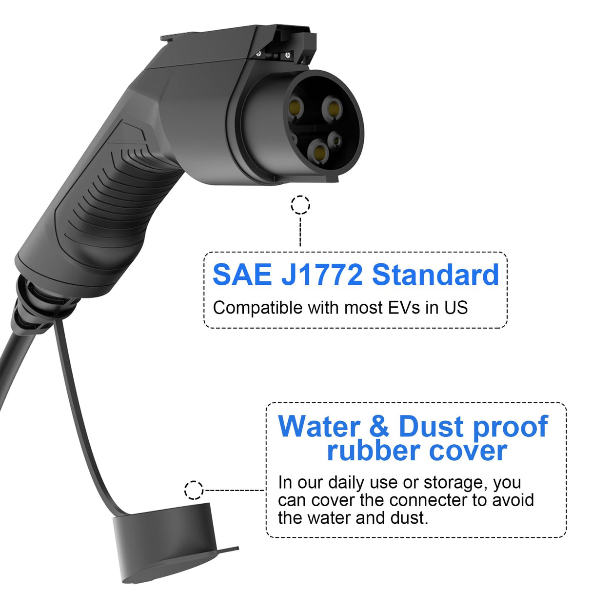 Morec J1772 Extension Cable, 40Amp 20ft EV Extension Cord for EV Charging Stations Morec