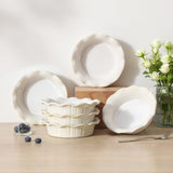 vancasso Mini Pie Pans Set of 6, 5.2 Inch Ceramic Deep Dish Pie Plates with Ruffled Edge for Baking, Microwave & Oven Safe, White vancasso