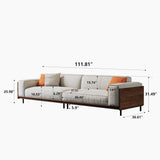 Comfortable Modular Cloud Sectional Sofa, Mid-Century Modern Wood Frame Couch, 111.81" W Upholstered Fabric Couch for Living Room & Home、Offices、Conference Rooms, Gray gaoyangjiaju
