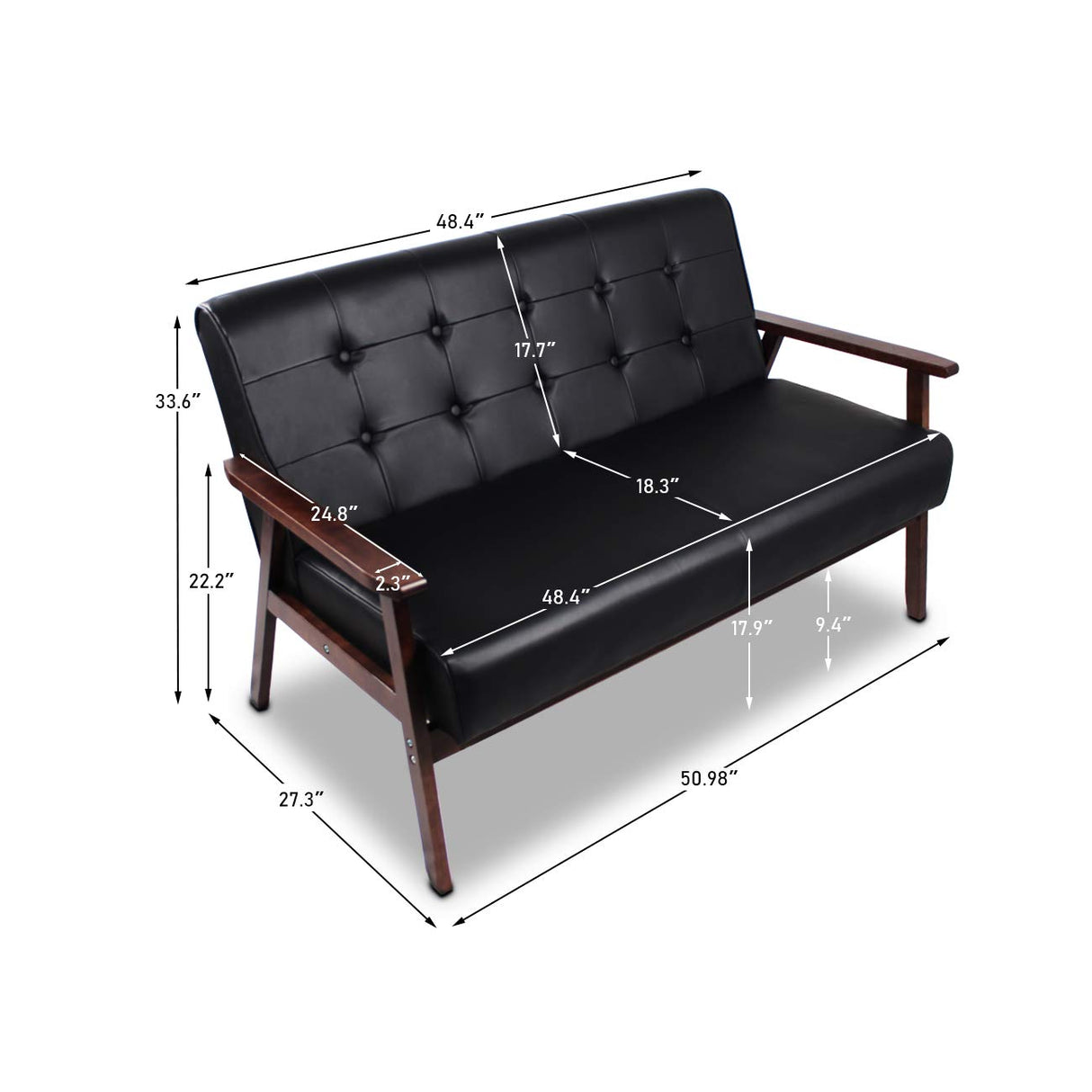 JIASTING Mid-Century Retro Modern Living Room Sofa Set with Loveseat and Seating Sofa Chair, Couch and Lounge Chairs JIASTING