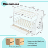Giantex Bunk Bed Twin Over Twin with Storage Stairs & Drawers, Solid Wood Bunk Bed with Full-Length Guardrails, Convertible to 2 Beds, Versatile Bunk Beds for Kids, Teens, Adults, White Giantex