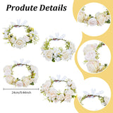 FREEBLOSS 100+pcs White Floral Crown DIY Kit Flower Crowns Making Kit DIY Floral Crown Garland Kit Wedding Hair Accessories Handmade Make Your Own Flower Wreath Crown Decorating Kit for Party FREEBLOSS
