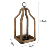 Rustic Wood Lantern Candle Holder for Farmhouse Decor - Indoor and Outdoor Table Centerpiece with Glass Hurricane, 15.7" High SUJUN