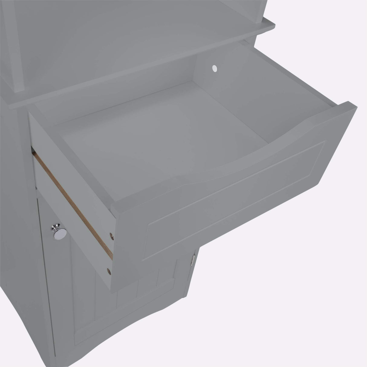 RiverRidge, Gray Ashland Bathroom Freestanding Storage Cabinet with Three Open Shelves and Drawer, Size RiverRidge
