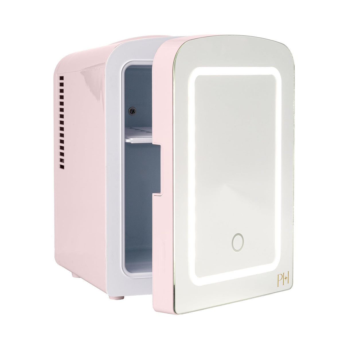 Paris Hilton Mini Refrigerator and Personal Beauty Fridge, Mirrored Door with Dimmable LED Light, Thermoelectric Cooling and Warming Function for All Cosmetics and Skincare Needs, 4-Liter, Pink Paris Hilton