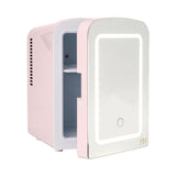 Paris Hilton Mini Refrigerator and Personal Beauty Fridge, Mirrored Door with Dimmable LED Light, Thermoelectric Cooling and Warming Function for All Cosmetics and Skincare Needs, 4-Liter, Pink Paris Hilton