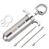 Grill Beast - 304 Stainless Steel Meat Injector Kit with 2-oz Large Capacity Barrel and 3 Professional Marinade Needles Grill Beast