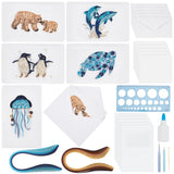 WEBEEDY 20 Sets Paper Quilling Kit for Adult DIY Sea Animals Themes Greeting Card Making Kit with Instruction 5 Styles Animal Polar Bear,Sea Turtle,Whale,Penguin,Jellyfish Cards for Birthday Christmas WEBEEDY