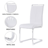 Dining Table Set for 6，White Rectangular MDF Kitchen Table and Leather Dining Chairs Set of 6, 7 Piece Dining Table Set，Modern Metal Frame Dining Room Table Set 6 with Metal Frame For Kitchen Ebullient