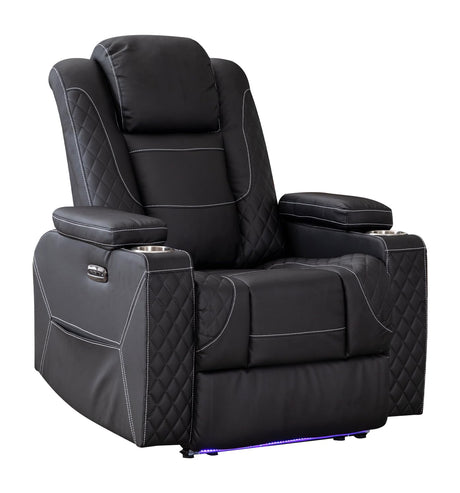 Generic SENIFIS Power Recliner Chair, Home Theater Seating Movie Theater Chairs with Adjustable Headrest, Reclining Chair for Living Room with LED Light, USB Port, Storage Armrest (Black) Generic
