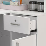 Hitow Modern Reception Desk Counter Table, L-Shap Reception Room Front Desk with Lockable Drawer & Open Shelves, Retail Counter for Salon Checkout Office, White (55.9" W x 32.3" D x 48.4" H) Hitow