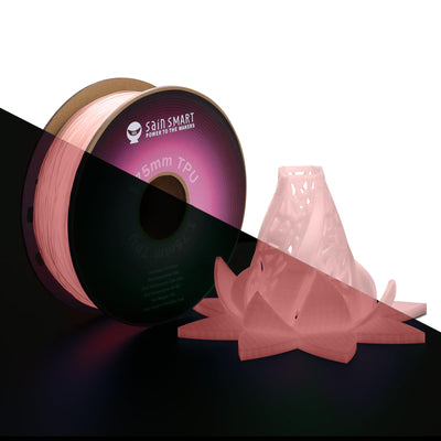 SainSmart - 540GPK Flexible TPU 3D Printing Filament, Glow in The Dark, Luminous Pink, 1.75 mm, 1 kg, Dimensional Accuracy +/- 0.04 mm