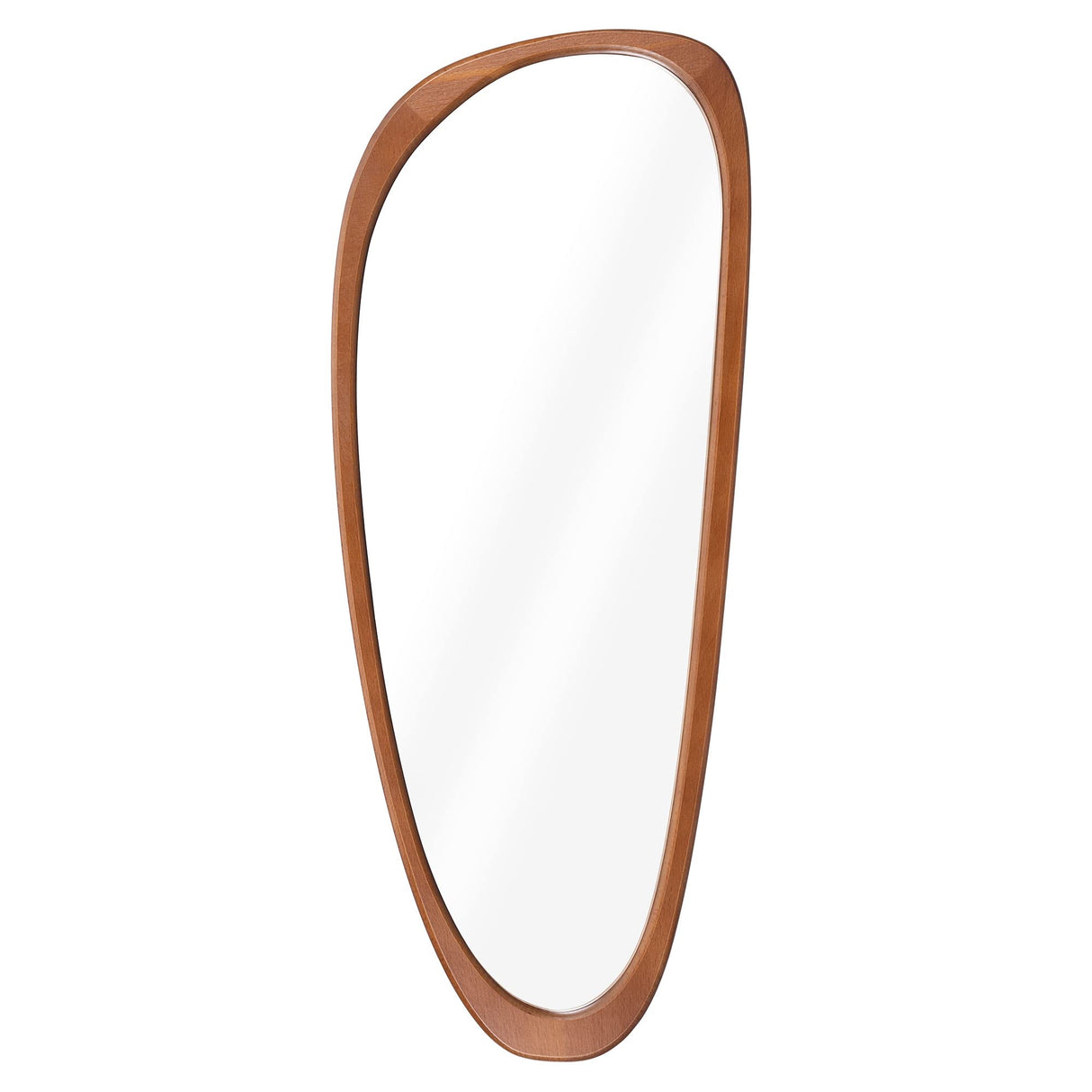 Navaris Irregular Wall Mirror - 23.6 x 9.6 in - Wooden Asymmetrical Mirror - Mid Century Abstract Design - Aesthetic Home Decor - Beechwood Frame Navaris