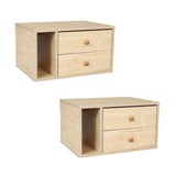 Floating Nightstand Set of 2 with Drawers, Small Bedside End Table with Open Storage Shelf, Modern Floating Night Stand for Bedroom, Wood Wall Mounted Desk with 2 Drawers for Living Room (Natural) Gyfimoie