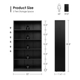Farini Black Bookshelf for Bedroom 5 Shelf Office Bookcase 60 Inches Tall Modern Wood Bookshelf for Living Room 5 Tier Wide Manga Bookshelf Library Bookcase Farini