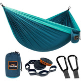 AnorTrek Camping Hammock, Super Lightweight Portable Parachute Hammock with Two Tree Straps Single or Double Nylon Travel Tree Hammocks for Camping Backpacking Hiking Blue&Dark Blue AnorTrek