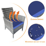 Patio Furniture Set 4 Pieces,Rattan Wicker Double Sofa, Coffee Table,Conversation Outdoor Sets, with Coffee Table and Soft Cushions, Garden Balcony Backyard Lounge Chairs (Gray+Blue Cusion) Generic