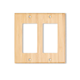 Solid Wood Double Rocker Light Switch Plate 4.5" X 4.5" Bamboo Light Switch Cover Quality Raw Wooden Decorative Bedroom Kitchen Home Decor (Double Alckerou
