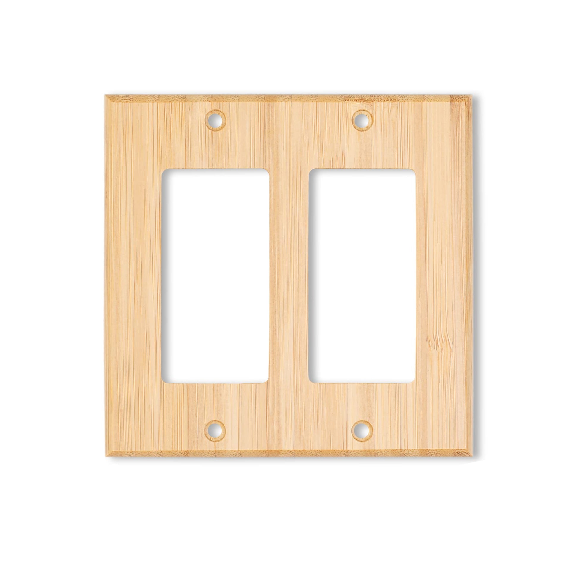 Solid Wood Double Rocker Light Switch Plate 4.5" X 4.5" Bamboo Light Switch Cover Quality Raw Wooden Decorative Bedroom Kitchen Home Decor (Double - WoodArtSupply