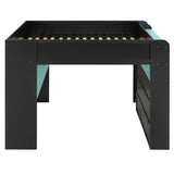 Full Size Gaming Loft Bunk Convertible Bed, Bedroom Furniture Esports Style Bed with Height-Adjustable Desk, RGB Light Strip and USB Port, Wood Gaming Bed Frame with Open Wardrobe and Shelves (Blue) YSWH