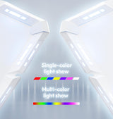 Dowinx Gaming Desk with LED Lights, RGB Gaming Computer Table with Carbon Fibre Surface, LED Home Office Desk with Remote Control, Pc Workstation with Cup Holder and Headphone Hook, 63 Inch, White Dowinx