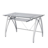 Realspace® Vista 48"W Glass Computer Desk, Silver Realspace