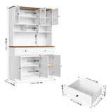 FINETONES 71" Pantry Cabinet, Tall Kitchen Pantry Storage Cabinet with Microwave Stand, Modern Ktichen Hutch Food Pantry with Open Countertop and Adjustable Shelf for Kitchen, Dining Room FINETONES