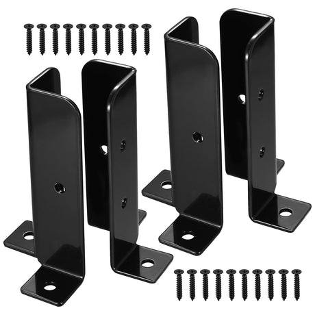 Deck Post Anchor, 4 Pcs Adjustable Post Base Brackets, Heavy Duty Wood Fence Pergola Post Brackets, Reversible Half Column Post Anchor Base Brackets Fit 1.5x1.5,2x2,2x4,4x4 Post, Deck Mailbox(Model B) Xingwenhao
