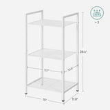 SONGMICS 3-Tier Storage Rack, Bathroom Shelf, Extendable Plant Stand with Adjustable Shelf, for Bathroom, Living Room, Balcony, Kitchen, White UBSC033W01, 11.8 x 15 x 28.4 Inches SONGMICS