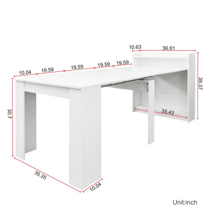 Dining Table, Extendable Dining Table with Storage for 4 6 8 10 12 People, Modern Expandable Dining Table Conference Table, Extended Kitchen Dinner Table for Home Office Computer (StyleA Whit - WoodArtSupply