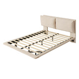 Merax Queen Size Velvet Floating Platform Bed with Sensor Light & USB Ports, Beige Merax