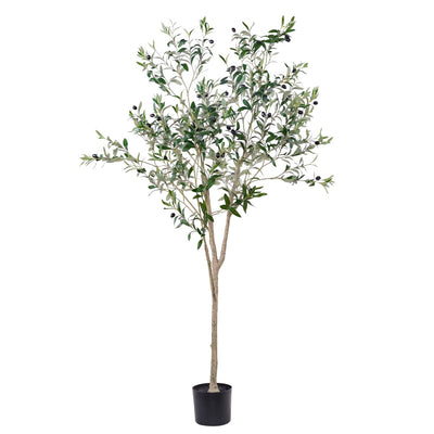 Hobyhoon Artificial Olive Tree, 6FT Tall Faux Silk Plant Artificial Tree in Potted Oliver Branch Leaves and Fruits for Modern Home Decor Indoor