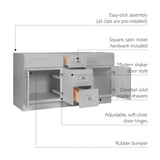 Design House Brookings 60 Inch Bathroom Vanity, Ready to Assemble, Solid Wood, Sherwin Williams® Gray, 599019-GRY Design House