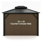 Gazebo Universal Replacement Privacy Curtain – Hugline 10' x 10' Gazebo Side Wall Outdoor Privacy Panel with Zipper (Brown) Hugline