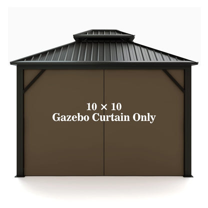 Gazebo Universal Replacement Privacy Curtain – Hugline 10' x 10' Gazebo Side Wall Outdoor Privacy Panel with Zipper (Brown)