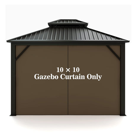 Gazebo Universal Replacement Privacy Curtain – Hugline 10' x 10' Gazebo Side Wall Outdoor Privacy Panel with Zipper (Brown) Hugline