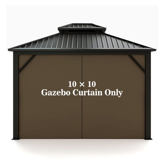 Gazebo Universal Replacement Privacy Curtain – Hugline 10' x 10' Gazebo Side Wall Outdoor Privacy Panel with Zipper (Brown)