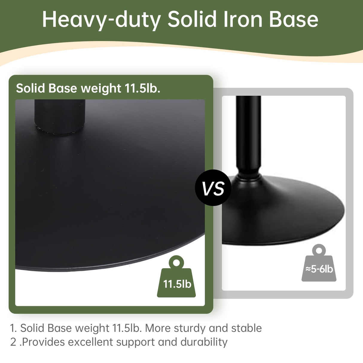 VILAVITA 42" Height Round Bar Table with Solid Wood Top and Sturdy Metal Base, Rustic Industrial Pub Table for Kitchen, Dining Room, Home, and Bistro VILAVITA