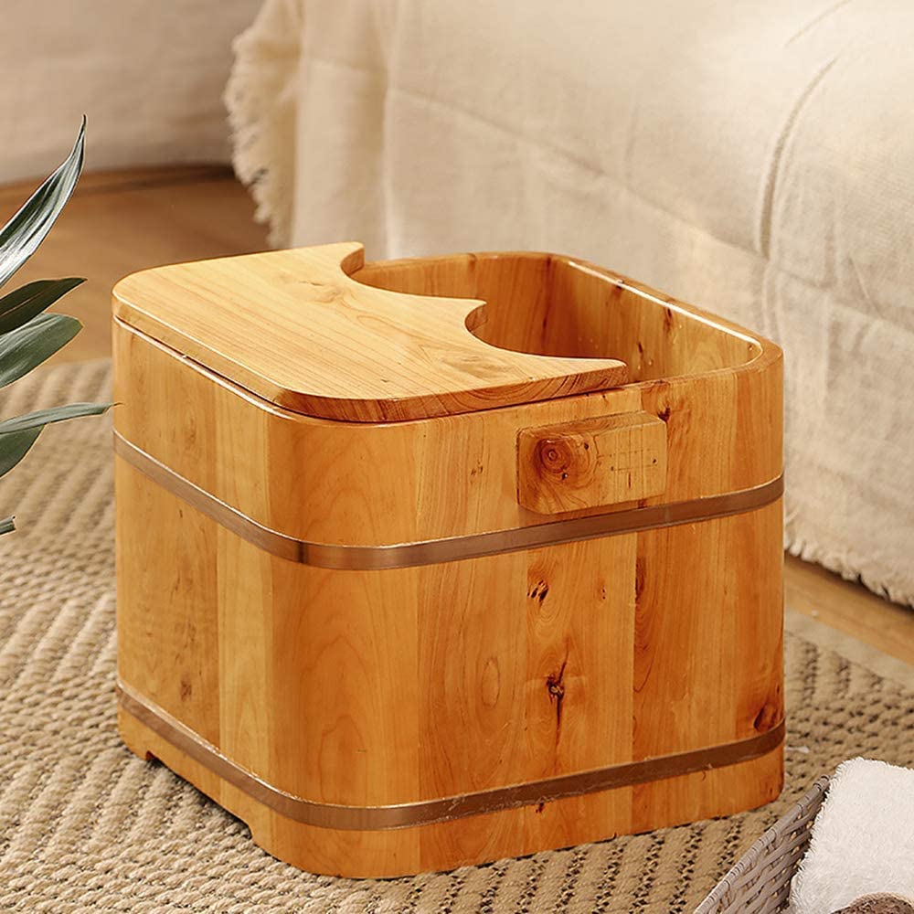 Foot Tub Wooden Foot Basin Japanese Style Cedar Wood Foot Basin, Wooden Foot Bath Barrel for Home Use, Beauty Beauty Foot Bath Barrel[ Energy Class - WoodArtSupply