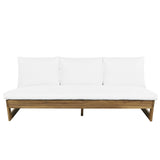 Christopher Knight Home Wicos Modern Acacia Wood Outdoor Sofa with Cushion, Wood Patio Sofa Chair Armless Design, Garden Backyard Outdoor Lounge Sofa Couch with Water-Resistant Cushion, Teak+White Christopher Knight Home