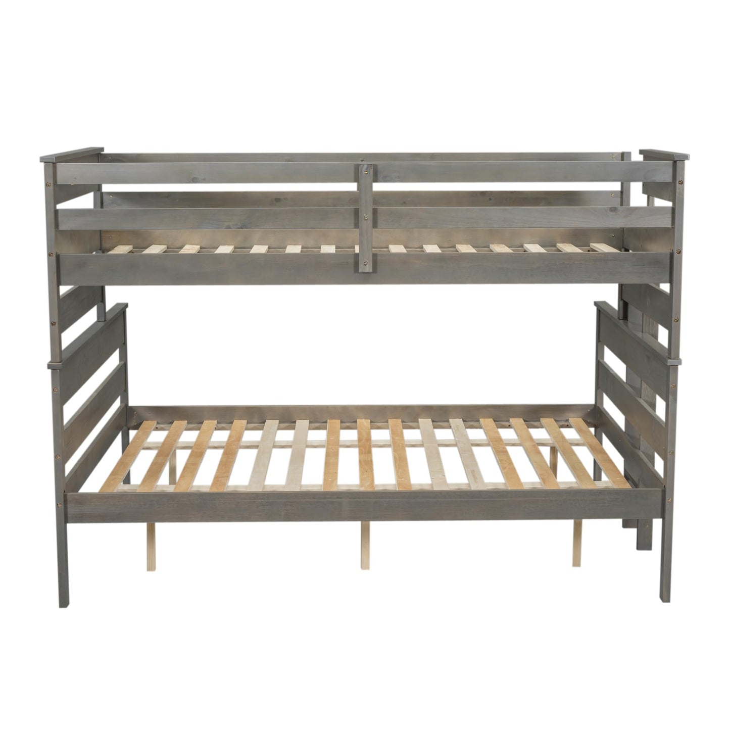 Harper & Bright Designs Twin XL Over Queen Detachable Bunk Bed with Ladder and Guardrails - Grey Wood Frame - WoodArtSupply