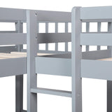 Harper & Bright Designs Twin L-Shaped Bunk Bed with Storage Drawers, Wooden Bunk Bed for 4, Grey Harper & Bright Designs