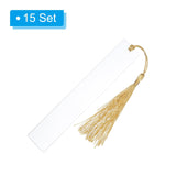 PATIKIL 5.9" x 1" Blank Acrylic Bookmark, 15pcs Heat Transfer Rectangle Clear Book Marks Page Markers with Gold Tassel for Women Book Lover DIY Projects Gift PATIKIL
