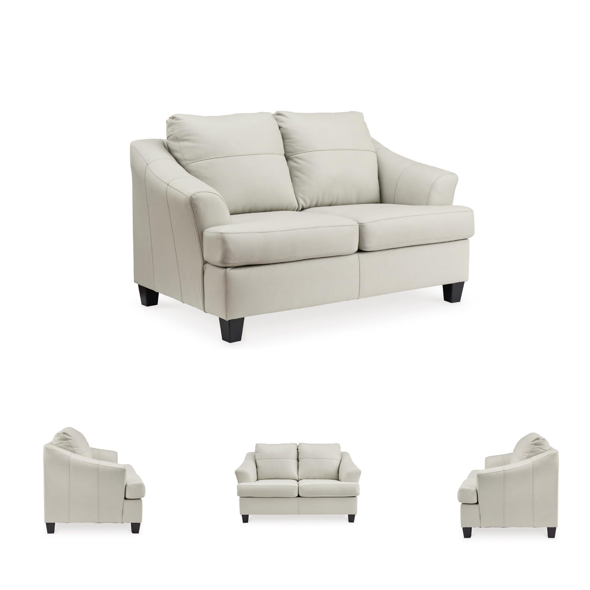Signature Design by Ashley Genoa Modern Leather Match Loveseat, White Signature Design by Ashley
