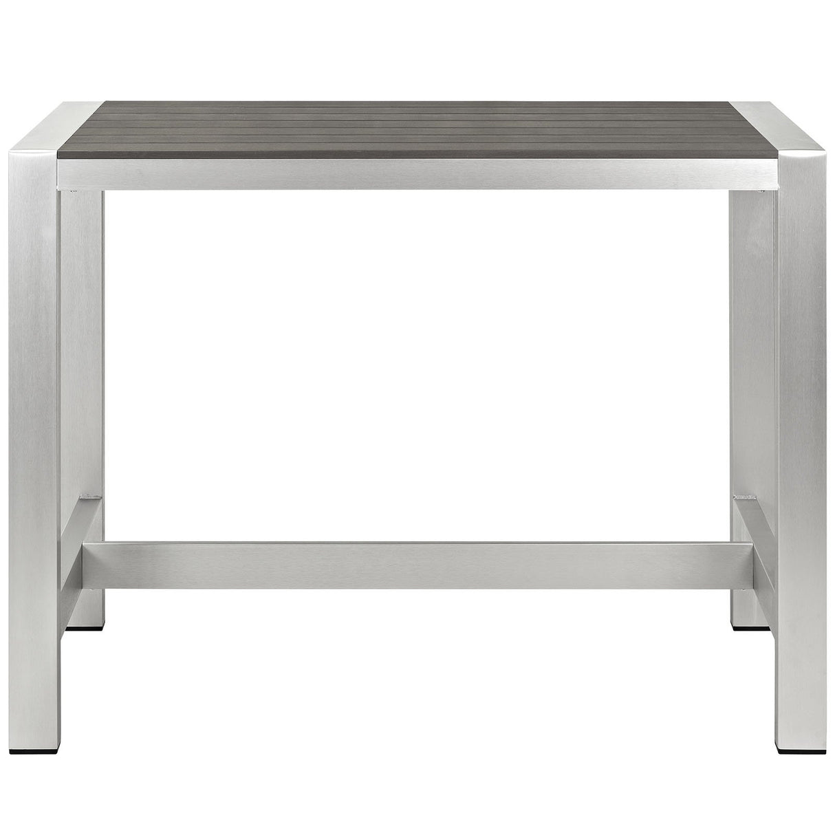 Modway Shore Aluminum Outdoor Patio 60" Rectangle Bar Table in Silver Gray Modway