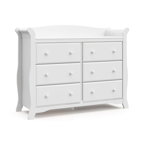 Storkcraft Avalon 6 Drawer Double Dresser (White) – Dresser for Kids Bedroom, Nursery Dresser Organizer, Chest of Drawers for Bedroom with 6 Drawers, Classic Design for Children’s Bedroom Storkcraft