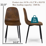 Homy Casa Mid-Century Modern Upholstered Dining Chairs Set, Kitchen Chairs with Metal Legs for Dining Room, Fabric Suede Seat Side Chair for Living Room (Brown, Set of 4) Homy Casa