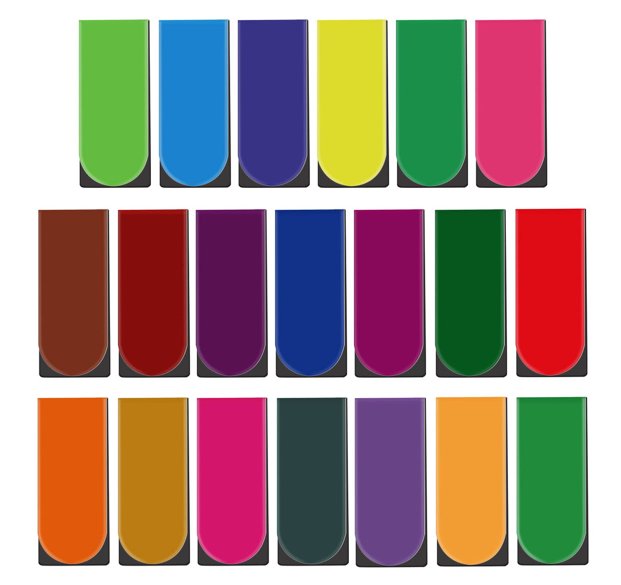 Magnetic Bookmarks,60 Pack 20 Solid Color Magnet Page Clip Small Bookmark for Book Lovers, Presents, Women, Man, Kids, Tudents, Teachers, School, Home, Office, Reading Supplies(2 x 0.8 inch) ABSOFINE