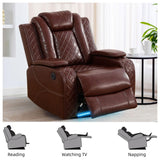 Trygoal Oversized Recliner Chair, Multifunction Power Leather Recliners with Home Theater Seating, Oversized Single Electric Recliner Furniture for Living Room Apartment Home Theater, Red Trygoal