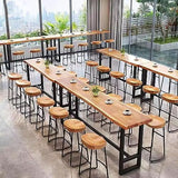 Modern Solid Wood Bar Table with Footrest - Versatile Rectangular Counter Height Design Topjia